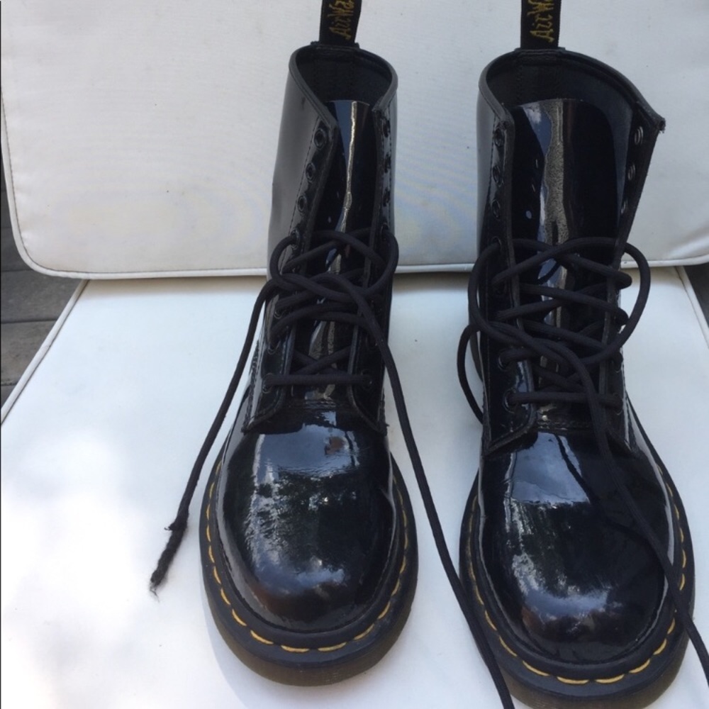 Dr. Martens Patent Lace Up Boots - Black